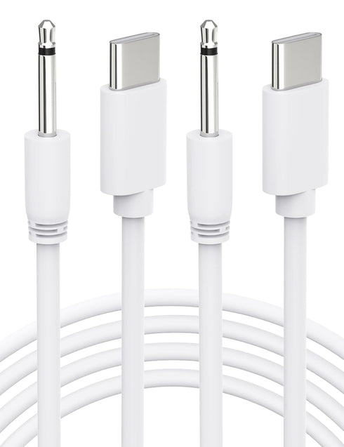 Bicmice USB Type C DC Charging Cable 2.5mm, 2.6Ft Replacement-2 Pack (White)
