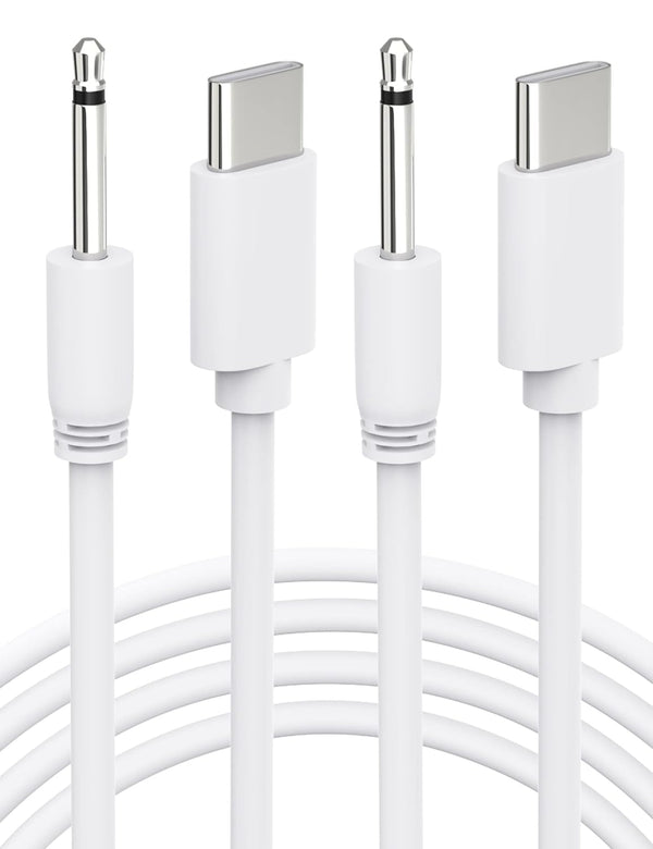 Bicmice USB Type C DC Charging Cable 2.5mm, 2.6Ft Replacement-2 Pack (White)