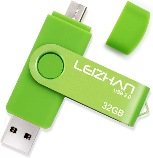 LEIZHAN Micro USB Flash Drive OTG Pen Drive 32GB for Samsung Galaxy S7, S7Edge, S6, S6 Edge (Green)