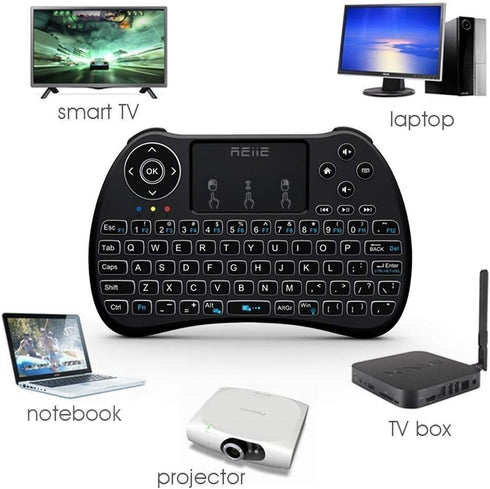 (Backlit Version) H9+ Mini Keyboard, 2.4GHz Wireless Mini Handheld Smart TV Remote Keyboard with Touchpad for PC,