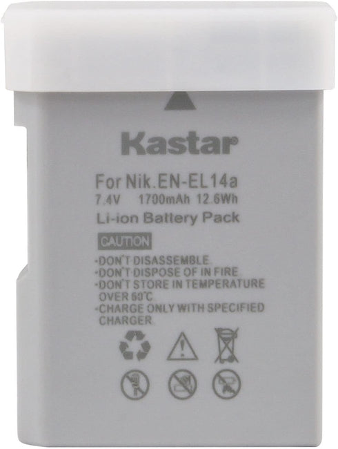 Kastar 4-Pack EN-EL14A Battery and LED2 USB Charger for Nikon D3300, D3400, D3500, D5100, D5200, D5300 Cameras