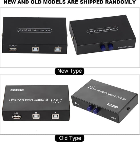 ASHATA USB 2.0 Peripheral Sharing Switch, 2/4 Port Manual Sharing Switch for PC Printer Scanner, Compatible with