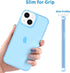 JJGoo Translucent Blue Clear Case for iPhone 14, Soft Shockproof Protective Slim Thin Phone Bumper Cover