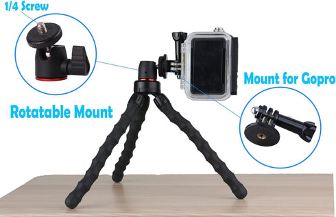 Hocoder 13, 12, 11,10, 9 360 Flexible Camera Tripod Compatible with GoPro Hero Bendable Tripod Rotation Mount Stand