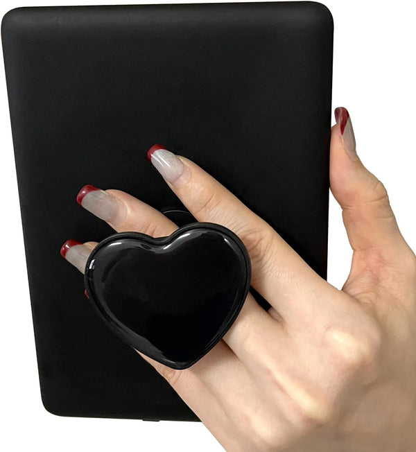 Cute Heart Expandable Collapsible Grip Stand Holder for Kindle eReaders, iPhone and Smartphone (Black)