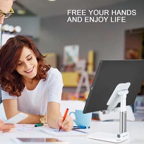 Meetuo 2 16/15/14/13/12/Smartphones Pcs Cell Phone Stand, Adjustable Angle Height Phone Stand for Desk, Fully
