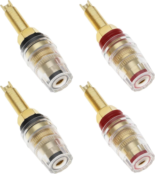 4Pcs Brass Crystal Long M8 Binding Post Heavy Duty Gold Plated Banana Jacks for Speaker Amplifier Connector