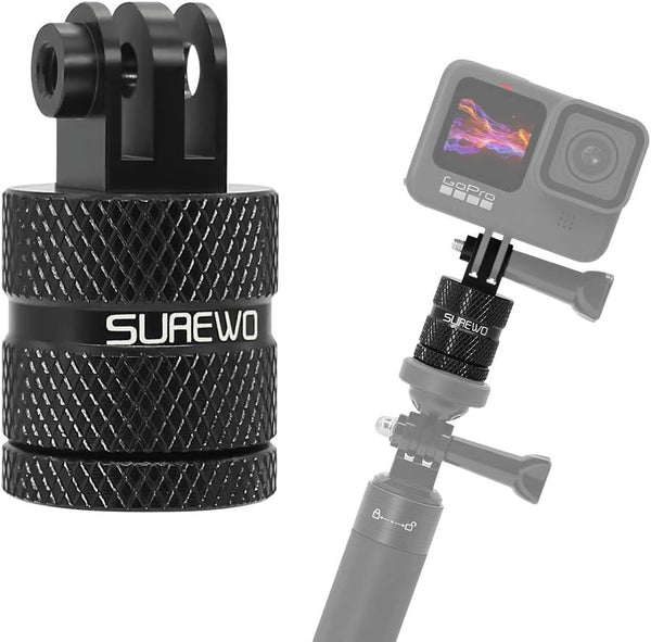Aluminum 1/4 inch 20 Camera Mount, 360 Degree Rotation Tripod Adapter for GoPro Hero 12 Black, DJI Action4/3, Xiaoyi 4K
