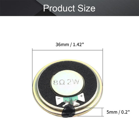 Fielect DIY Magnetic Speaker 2W 8 Ohm 36mm Diameter Round Shape Replacement Loudspeaker 1pcs