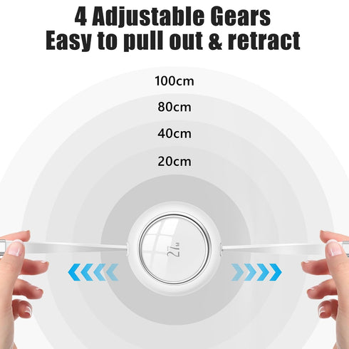 HianDier 3FT USB C to Lightning Cable, Retractable 27W Fast Charging Data Sync Cord for iPhone 14/13/12