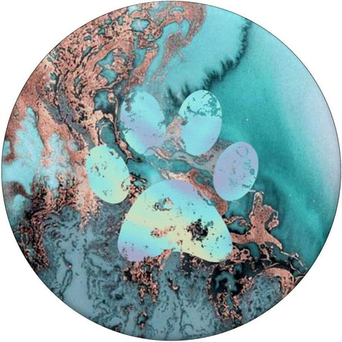 Rainbow Dog Paw Print Teal Rose Watercolor PopSockets Standard Grip