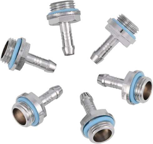 Wendry PC Water Cooling Barb Fitting, G1/4 Thread Barb Connector for Computer Cooling System, Pack of 6