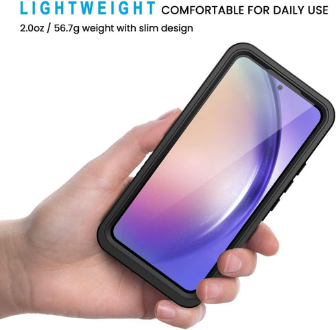 Lanhiem Samsung Galaxy A54 5G Case, IP68 Waterproof Dustproof, Built-in Screen Protector, Rugged Full Body Shockproof Phone Cover for Galaxy A54 5G, Black