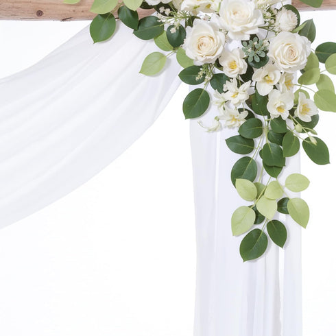 PARTISKY Wedding Arch Draping Fabric, 1 Panel 18FT White Chiffon Drapery Decorations for Ceremony Reception