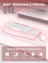 Wireless Keyboard and Mouse Combo, EAYBLLY Wave Keys Ergonomic Keyboard with Wrist Rest, 2.4GHz Set