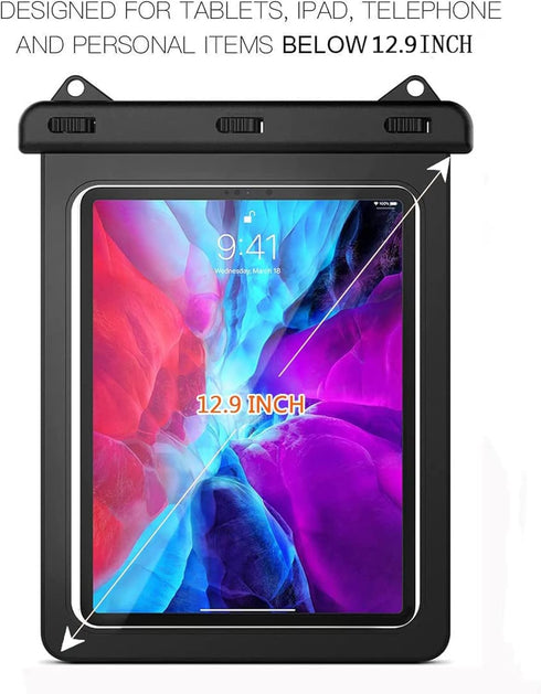 Universal iPad Waterproof Case, Waterproof Dry Bag Pouch for iPad Pro 12.9" 6/5/4/3, Galaxy Tab S8/S7, Android Tablet