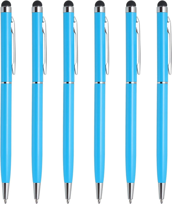 MECCANIXITY 6pcs Metal Stylus Pen Ballpoint Pen 2 in 1 Universal Retractable Ink Pen with Stylus Tips for All