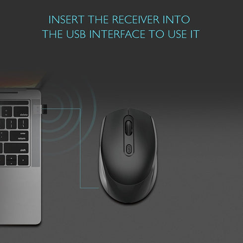 ONE-UP Wireless Mouse, 2.4G Silent Computer Mouse with USB Nano Receiver for Laptop, Chromebook, PC, Mac
