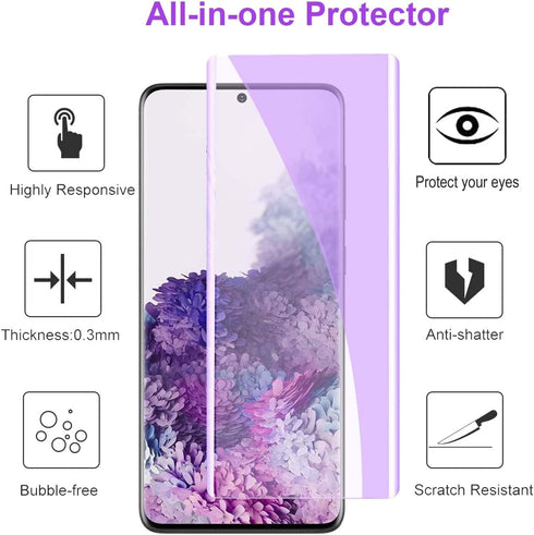 2 Pack Anti Blue Light Tempered Glass Screen Protector for Samsung Galaxy S20, 9H Hardness, Eye Protection