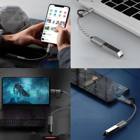 2-in-1 USB C/Micro USB to USB Adapter, OTG Adapter Cable Compatible with Samsung Galaxy S21 S22 S23 Note 20/10, Google