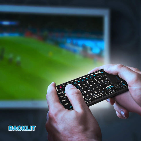 Rii Mini Wireless Keyboard with Touchpad & QWERTY, Bluetooth & 2.4G Connection, Backlit Portable Keyboard with Laser