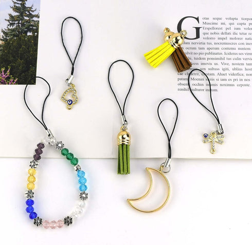 100 Pieces Lanyard Phone Ring Strap for Cellphone, Mobile Lariat Charm Cords with Silver Tone Split Ring for DIY