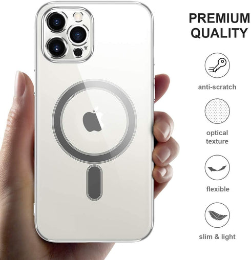 Magnetic Clear Case for iPhone 11 Pro Max, Anti-Yellow Soft Silicone TPU, Mag-Safe Wireless Charging, Crystal Clear