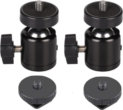 Hot Shoe Mount Adapter 360 Degree Swivel Mini Ball head with 1/4
