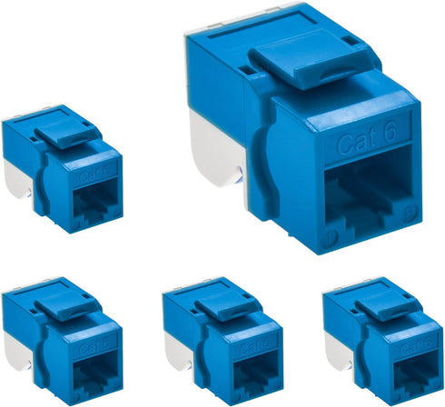 Cat.6 Tool Less Keystone Jack, 5-Pack (Blue)