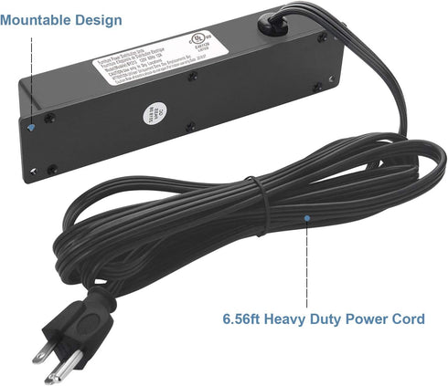 Wall Mount Power Strip with 4 Outlets, 2 USB Ports, 6FT Power Cord for Workbench, Nightstand, Dresser