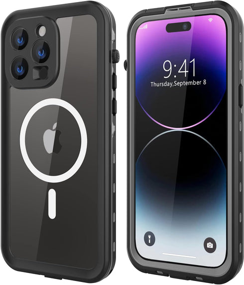 iPhone 14 Pro Max Waterproof Case, Shockproof Dustproof with Screen Protector, Full Body Protective Case, Black, 6.7
