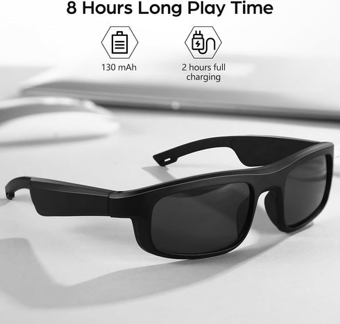 Smart Glasses, Polarized Bluetooth Sunglasses with Speaker, Voice Assistant, Open Ear, UV Protection for Outdoor Audio