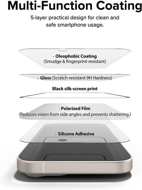 Ringke Privacy Glass for iPhone 15 Plus - Anti-spy Tempered Glass Screen Protector, Easy Install, Case Friendly,