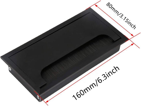 Aluminum Alloy Rectangle Wire Cable Grommet Hole Cover Cable Organizer for Office Desk Computer Desk Table (160 x 80mm; Black) by XMHF