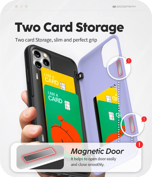 GOOSPERY Magnetic Door Bumper - Lilac Purple Compatible with iPhone 11 Pro Max, Wallet Case with Card Holder