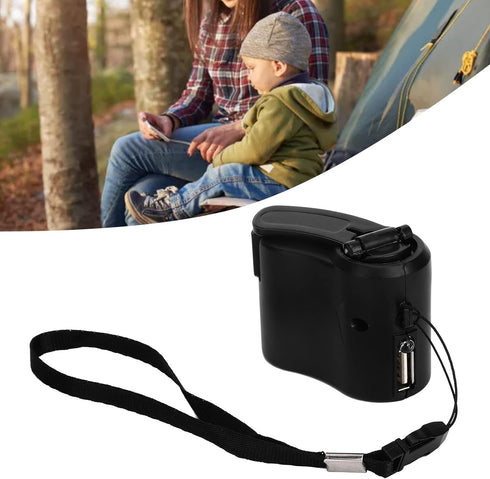 Mini Manual Hand Crank Generator Phone Charger, 5V Output Portable Emergency Hand Power with LED Light, USB Charging