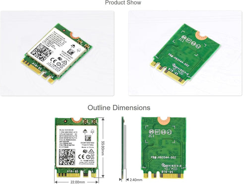 Wireless-AC8265 Dual Mode NIC Module for Jetson Nano Developer Kit, M.2 NGFF, Support 2.4GHz / 5GHz, 300Mbps / 867Mbps