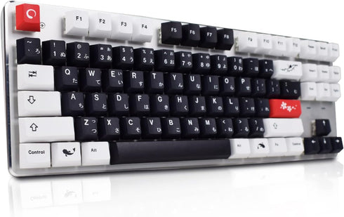 MOLGRIA Black and White Keycaps, 129 Set SuMi PBT Cherry Profile, Custom Japanese Font Keycaps for Gateron Kailh Cherry