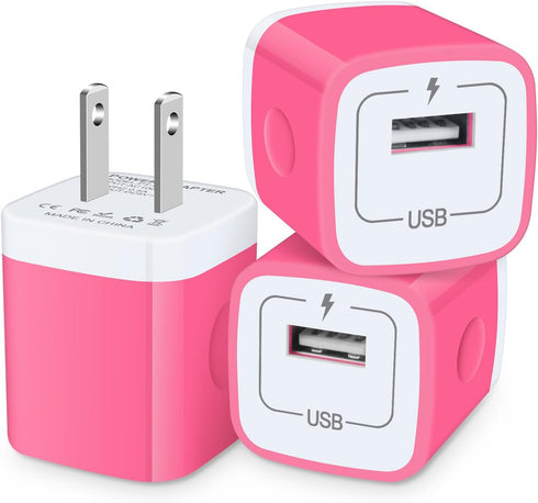 Charger Block, 3-Pack USB Wall Charger 1A/5V Plug for iPhone 15 14 13 12 11, LG Stylo, Google Pixel