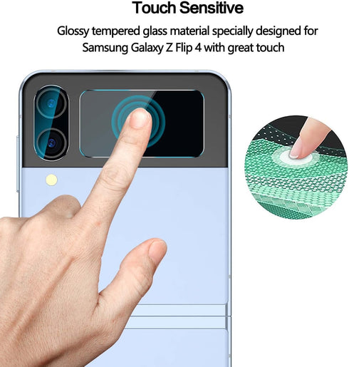 YWXTW 2 Pack Samsung Galaxy Z Flip 4 Front Screen Protector and 2 Pack Camera Lens Protector, HD Clear, Anti-Scratch