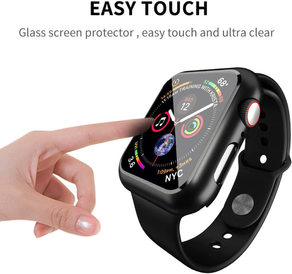 Smiling Case Compatible with Apple Watch SE 2 (2024)/SE/Series 6/5/4 44mm with Built-in Tempered Glass Screen Protector