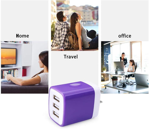 3 Port USB Wall Charger, Multi-Port USB Plug, 5V 3.1A USB Wall Plug Compatible with iPhone 14 13 12 11 Xs XR 8 7 6S,