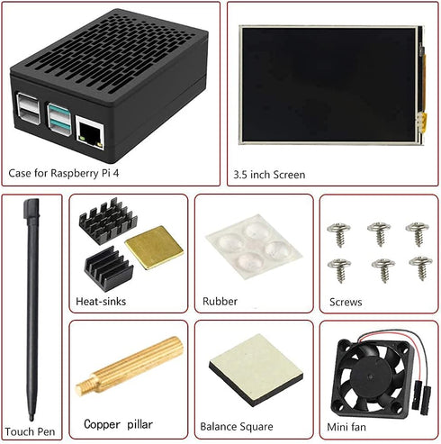 CUQI 4 3.5 inch 480x320 60fps for Raspberry Pi TFT Touch Screen with Case, Mini Cooling Fan and Heatsink, Resolution