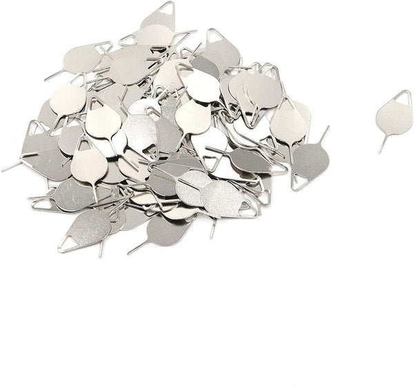 Geesatis 100 PCS Silver Sim Card Tray Needle Pin Eject Pin Key Sim
