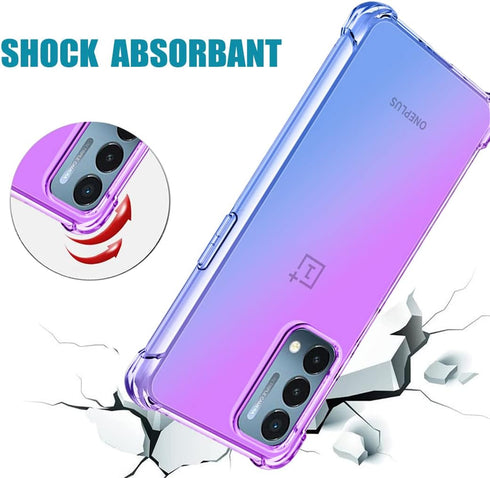 Cute Clear Gradient Slim Case for OnePlus Nord N200 5G with Tempered Glass Screen Protector (Purple/Blue)