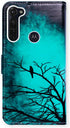 Case for Moto G Stylus/Moto G Pro, Black Bird Green Leather Flip Wallet Cover with Card Slot Holder