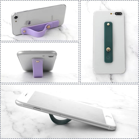 Phone Loop Finger Holder, 5pcs Phone Grip Straps, Silicone Phone Finger Strap for Most Smartphones (Yellow, Purple,
