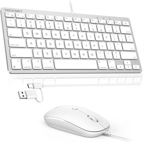 TECKNET USB Wired Keyboard and Mouse for Mac, Dual Interface(Type-C and USB A),
