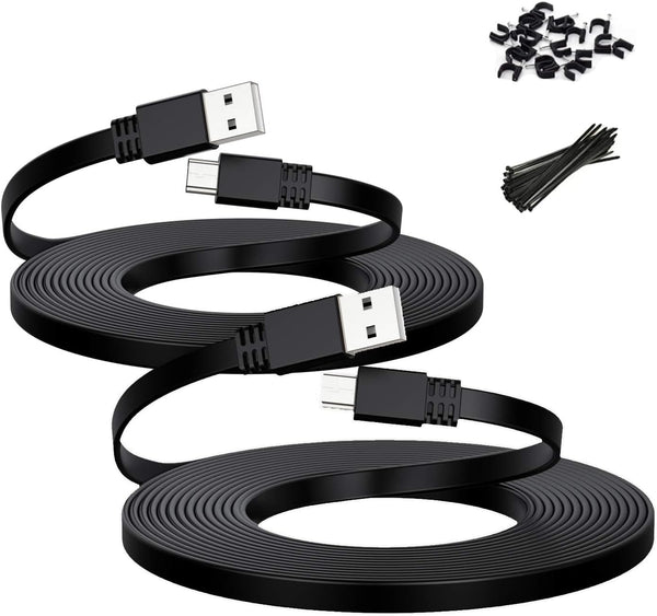 Itramax 30 FT Micro USB Power Cable (2 Pack) for Wyze Cam, Yi Cam, Nest Cam, Blink Mini, Arlo Q, Zmodo.