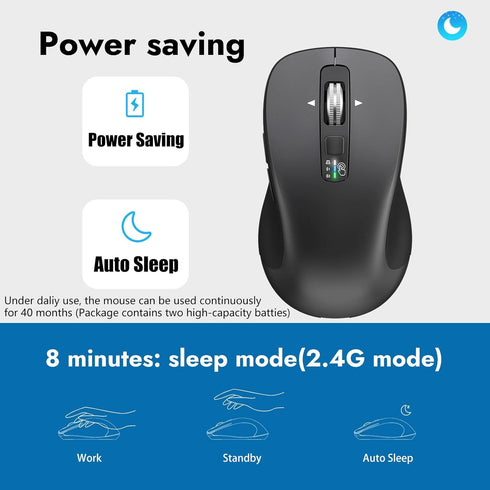 CITLLA BT1 BT2), 4-Way Wireless Bluetooth Mouse (USB + + Full Size Mouse, Scrolling, Multi-Device Silent for Computer